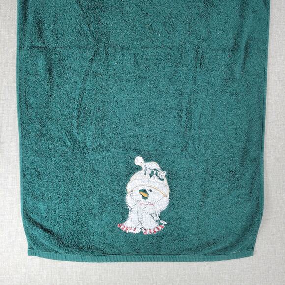 Vintage Cotton Terry Cloth Holiday Towel 2pcs Set Green Winter Snowman Holiday - Picture 8 of 13